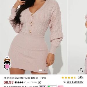 Fashion Nova Blush Cable Knit Mini Dress